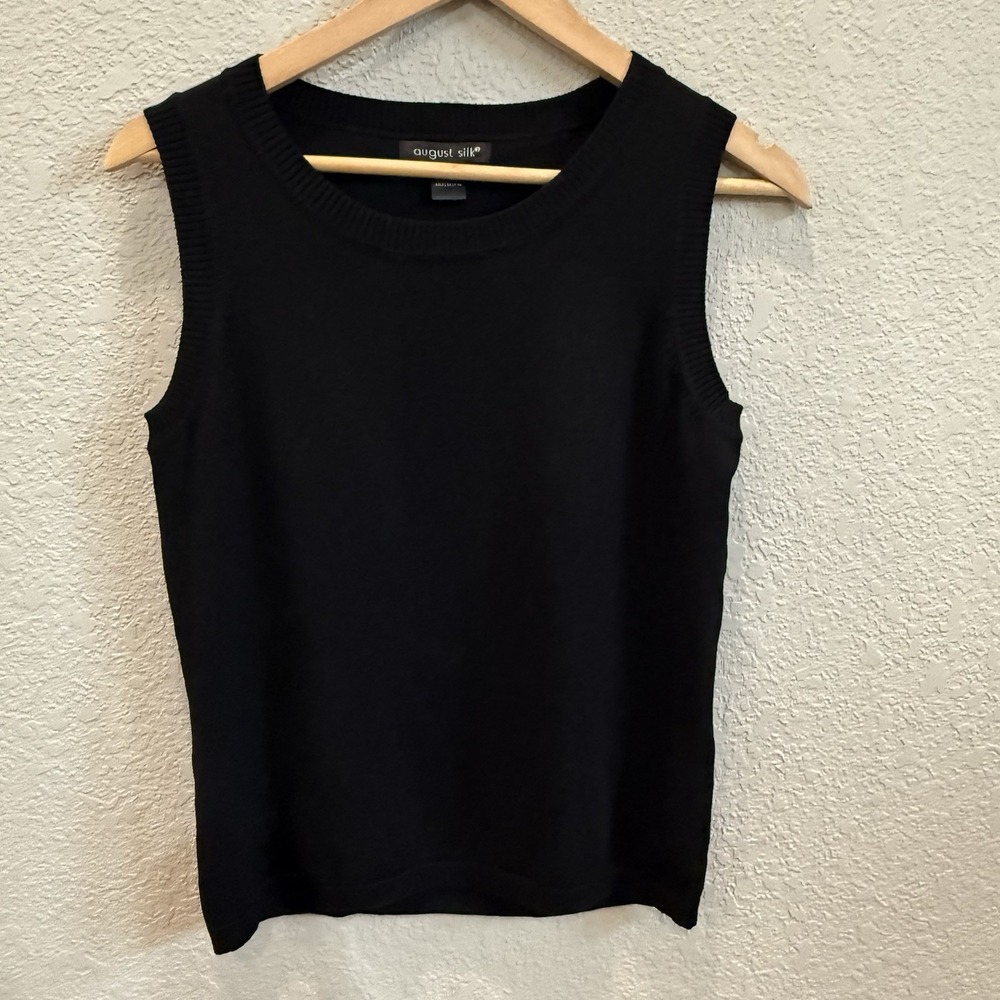 August Silk Black Sleeveless Knit Shell Vest Sweater Small